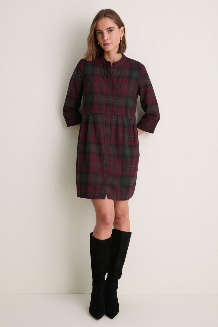 Highland Plaid Royal Shirt Dress