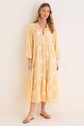 Honey Gingham Embroidered Long Sleeve Salty Paloma Caftan