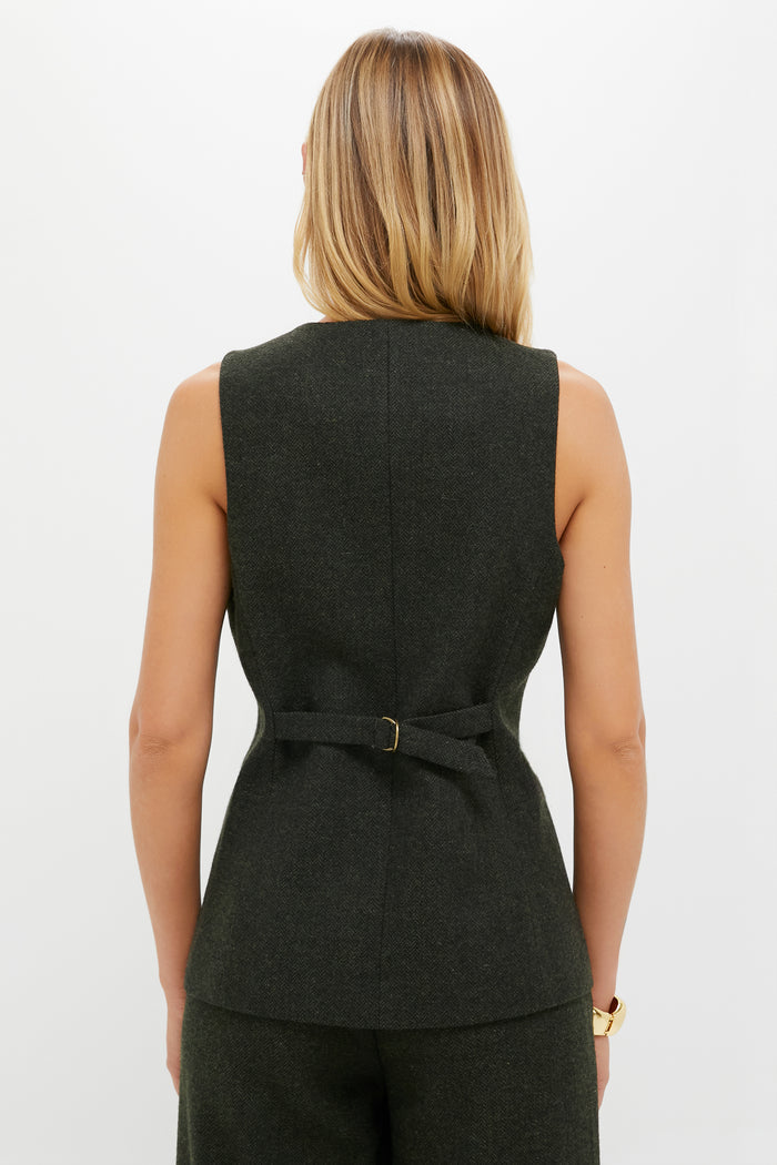 Hunter Green Tweed Herringbone Thompson Vest