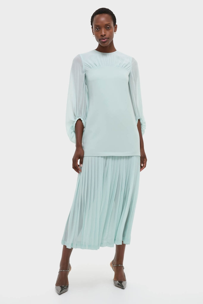 Ice Blue Chiffon Pleated Lorraine Dress