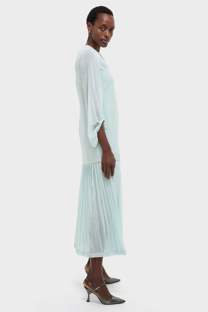 Ice Blue Chiffon Pleated Lorraine Dress