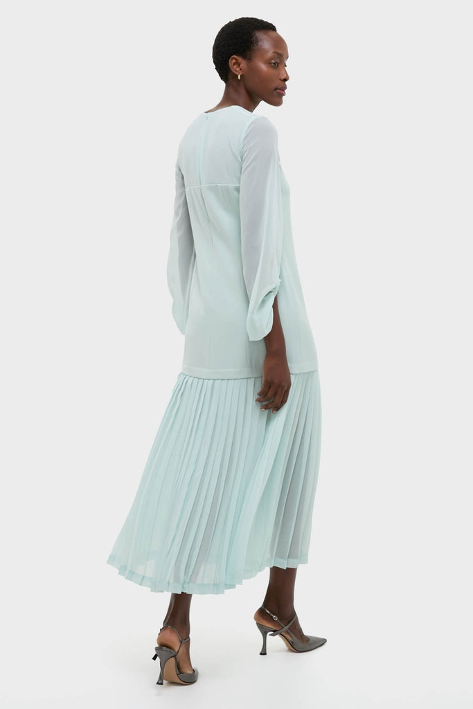 Ice Blue Chiffon Pleated Lorraine Dress