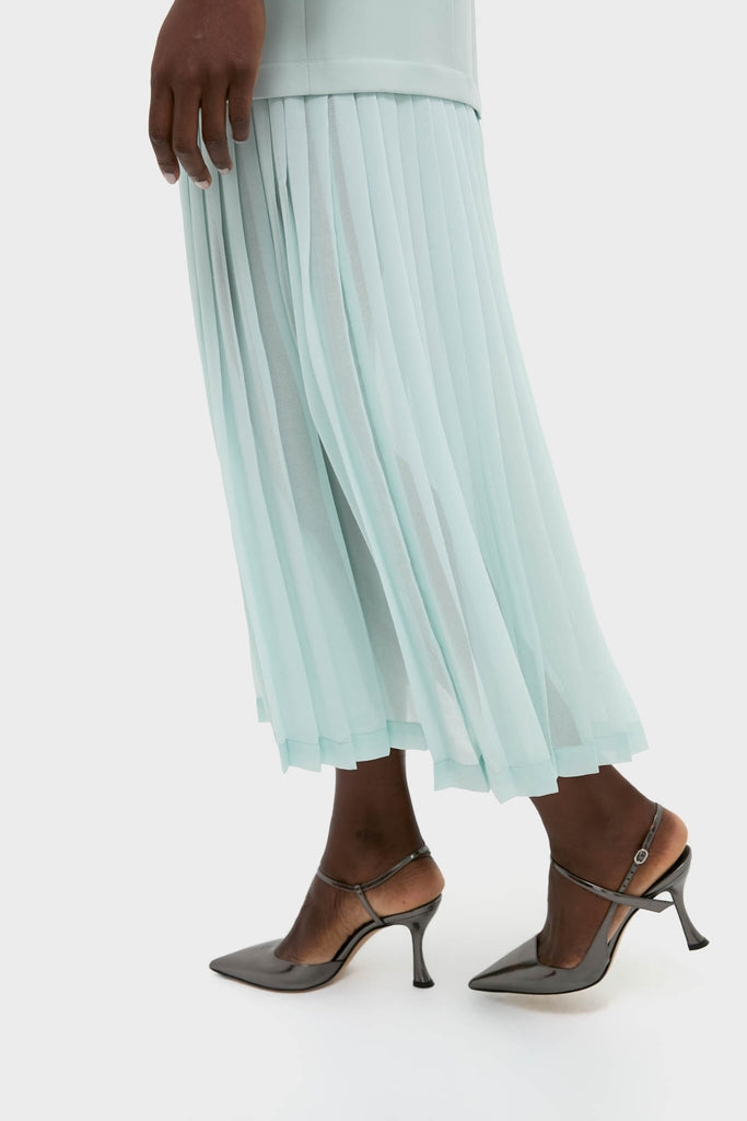 Ice Blue Chiffon Pleated Lorraine Dress