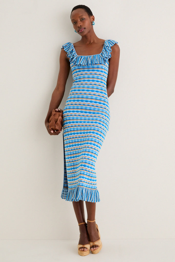 Ice Blue Viola Knit Maxi Dress
