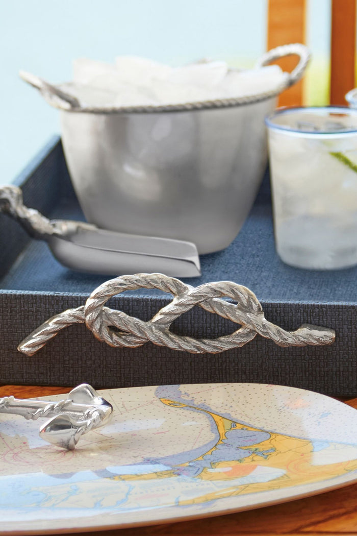 Indigo Faux Grasscloth Tray