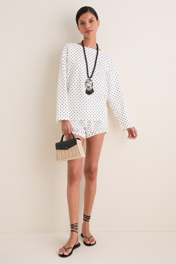 Ivory Black Polka Dot Tommy Top