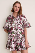 Ivory Burgundy Pink Miranda Mini Shirt Dress