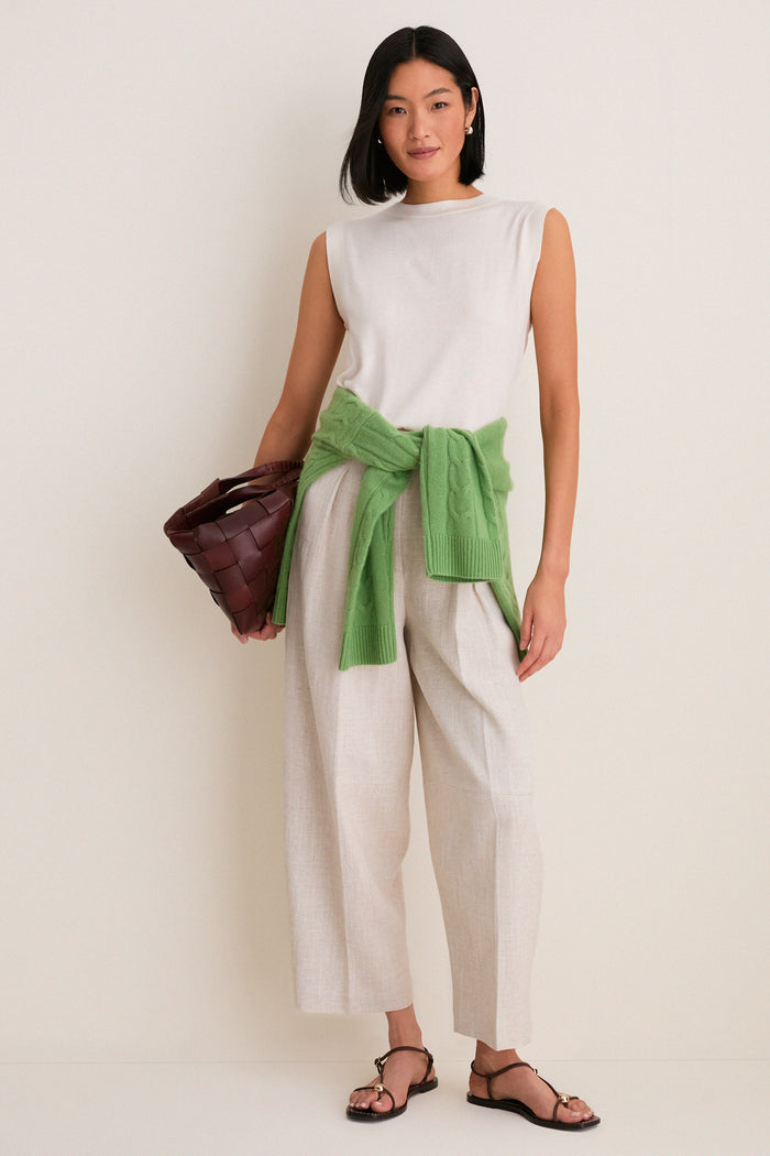 Ivory Cashmere Silk Sleeveless Ava Shell