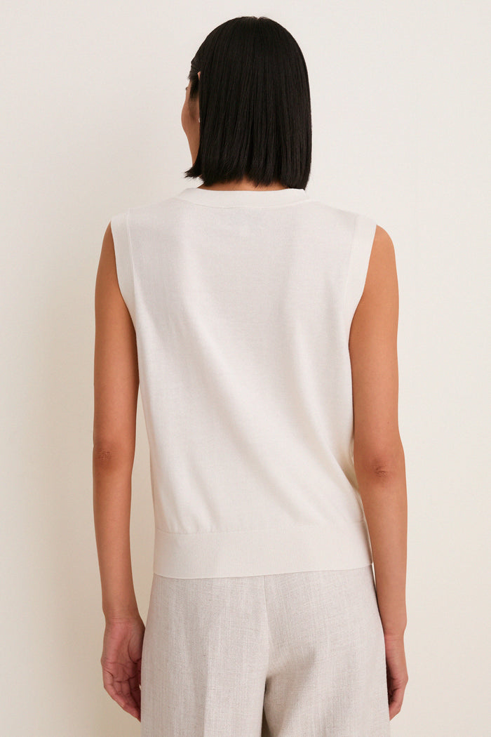 Ivory Cashmere Silk Sleeveless Ava Shell