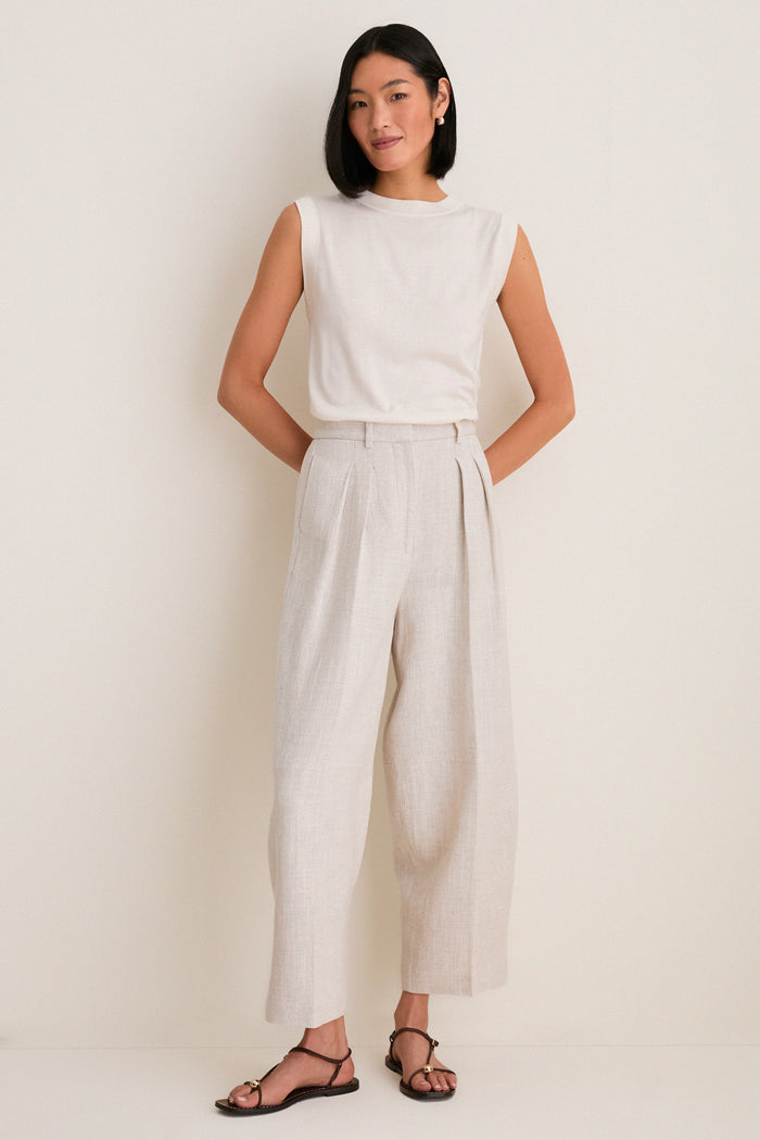 Ivory Cashmere Silk Sleeveless Ava Shell