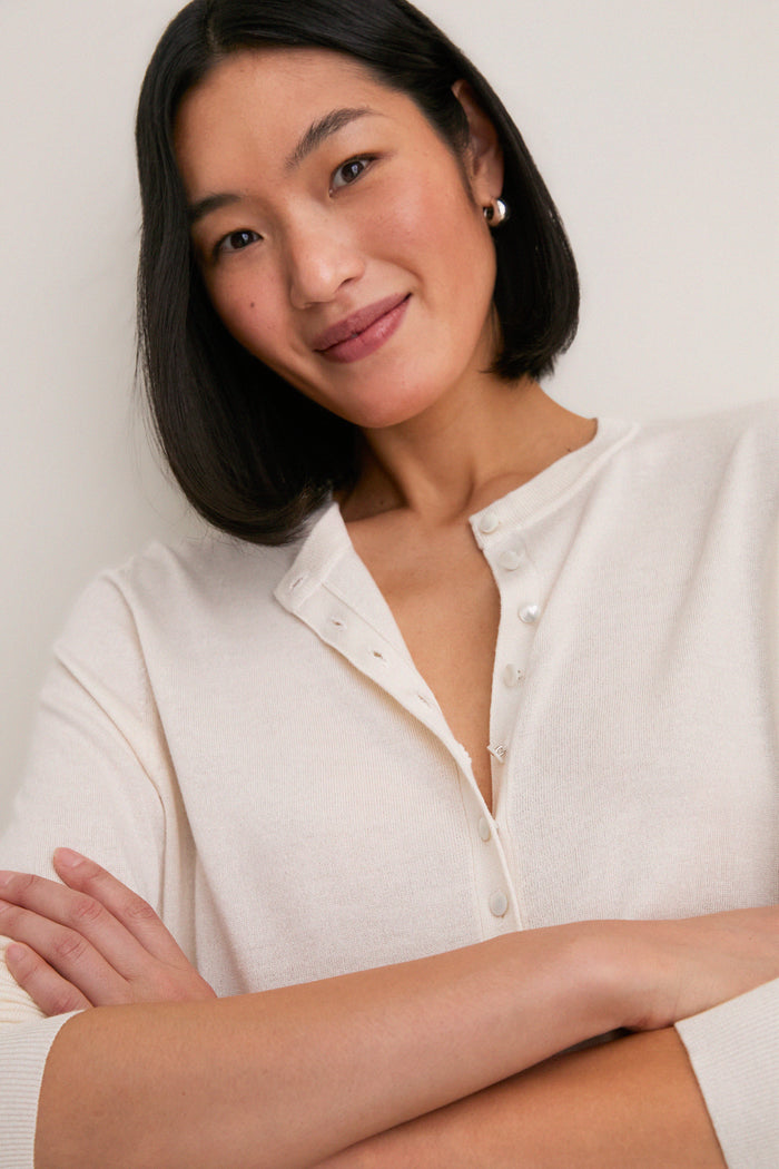 Ivory Cashmere Silk Spencer Cardigan