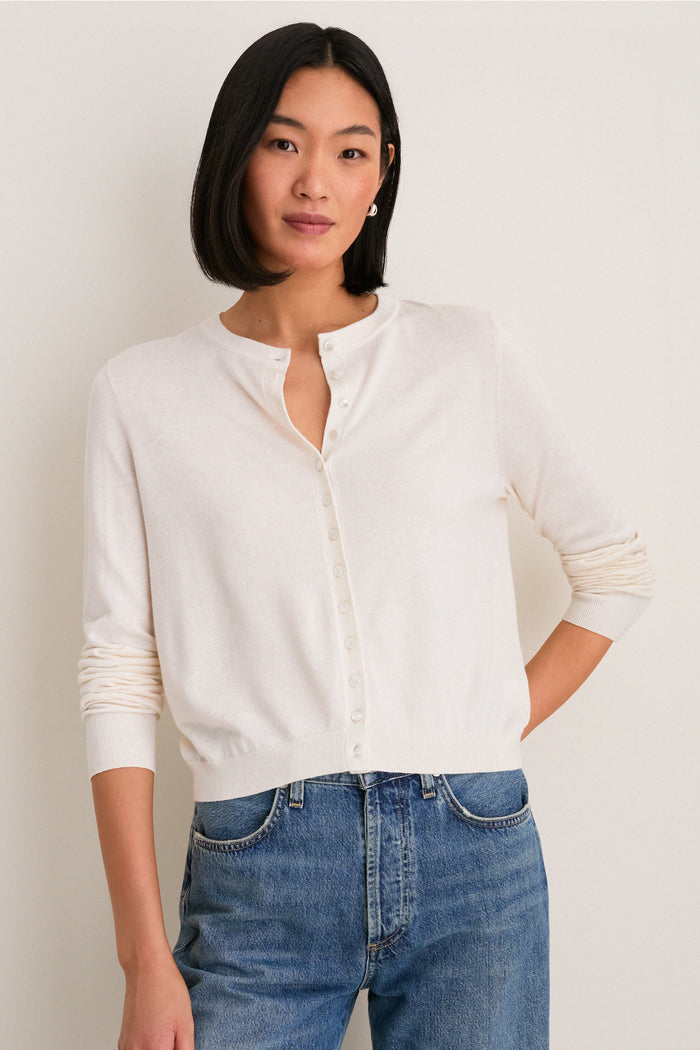 Ivory Cashmere Silk Spencer Cardigan
