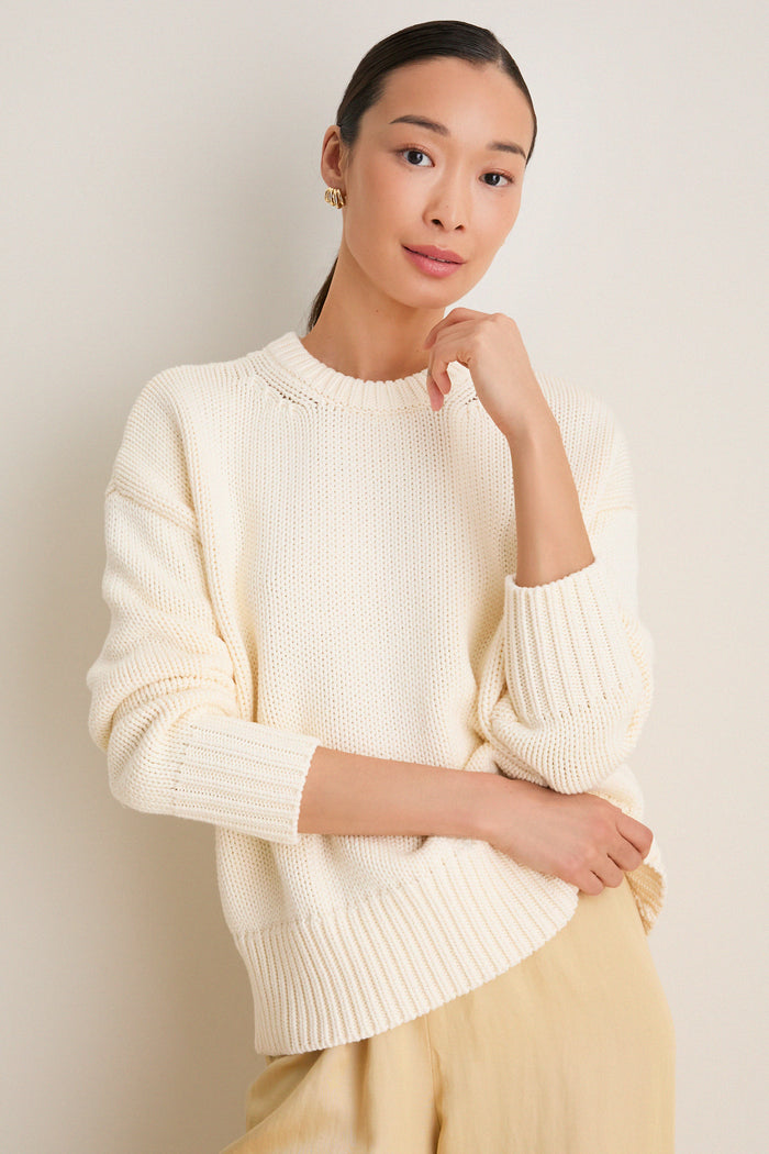 Ivory Cotton Cliff Crewneck