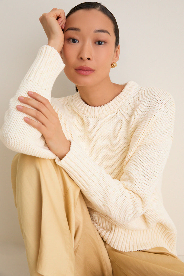 Ivory Cotton Cliff Crewneck
