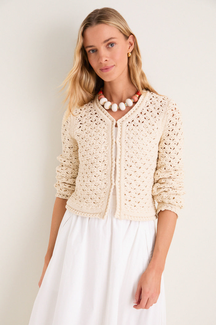 Ivory Crochet Daisy Cardigan