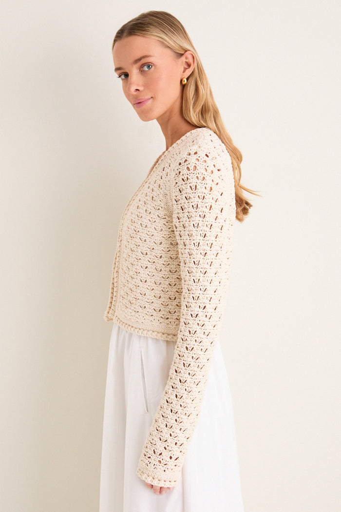 Ivory Crochet Daisy Cardigan