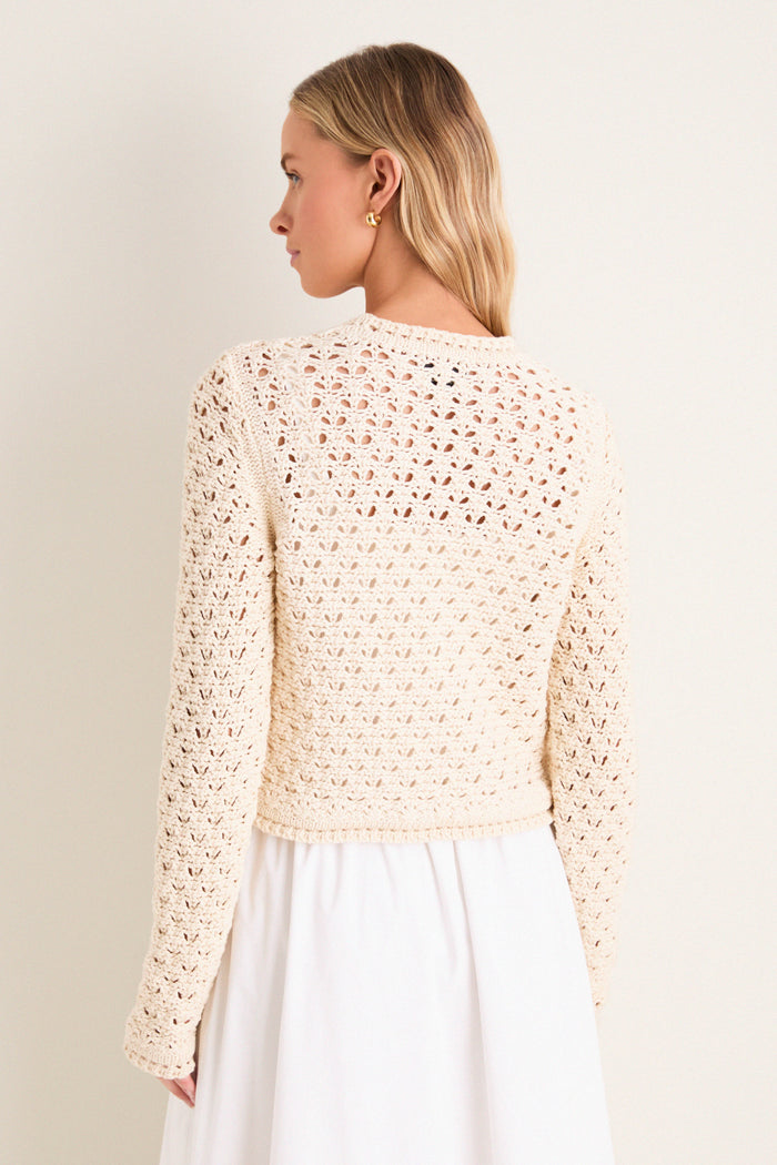 Ivory Crochet Daisy Cardigan