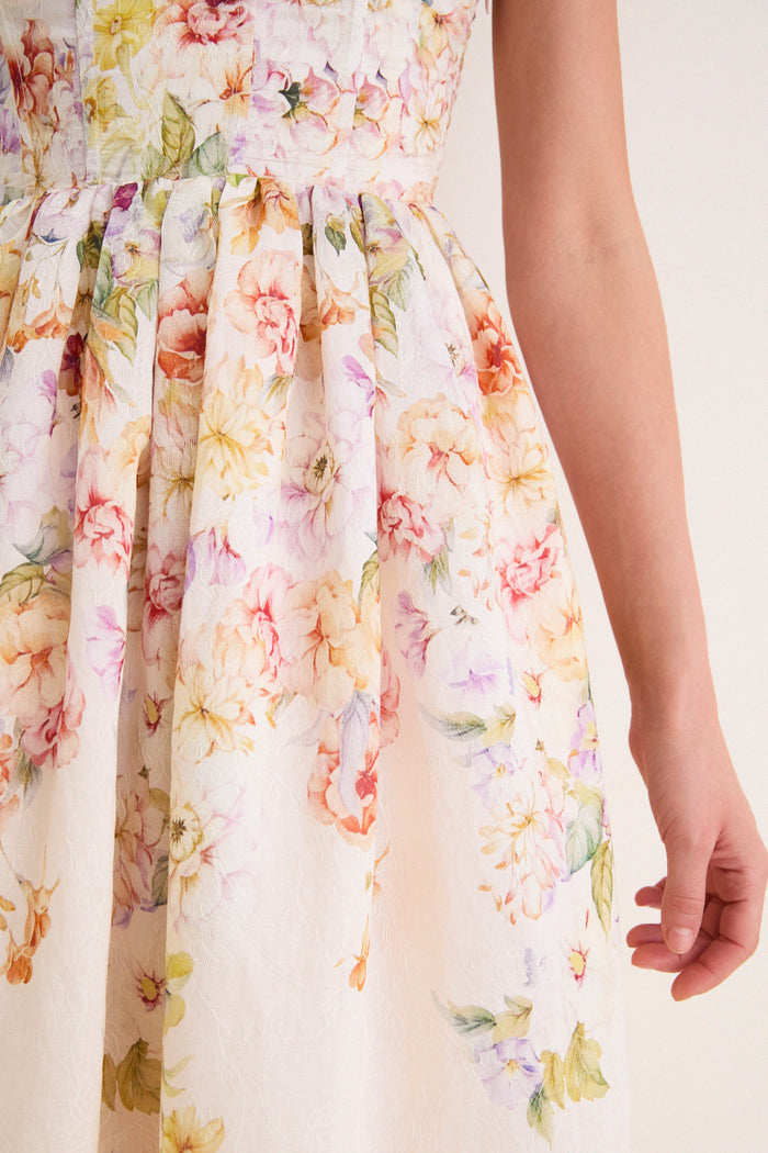 Ivory Floral Kacey Midi Dress