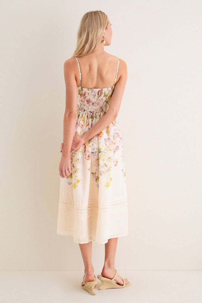 Ivory Floral Kacey Midi Dress