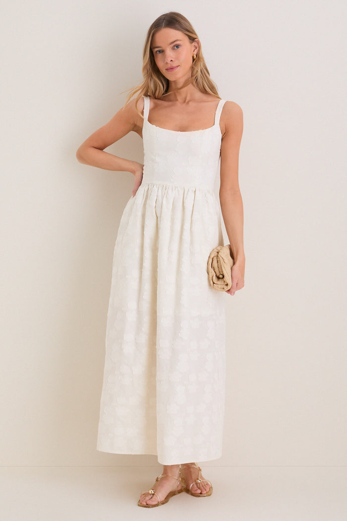 Ivory Jacquard Jour Maxi Dress