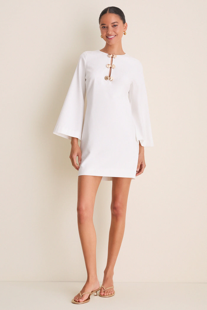 Ivory Linen Shell Hardware Etta Mini Caftan