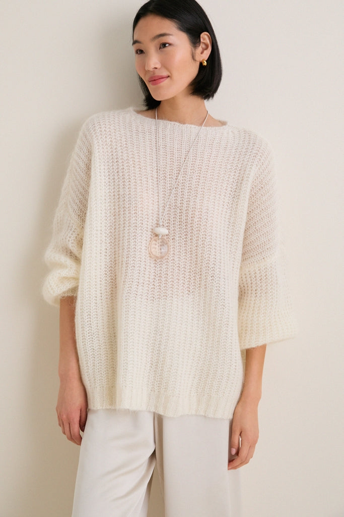 Ivory Mohair Francine Crewneck