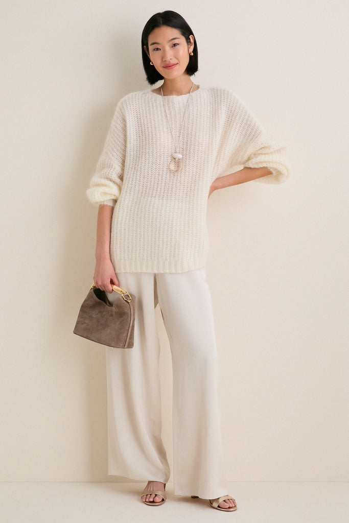 Ivory Mohair Francine Crewneck