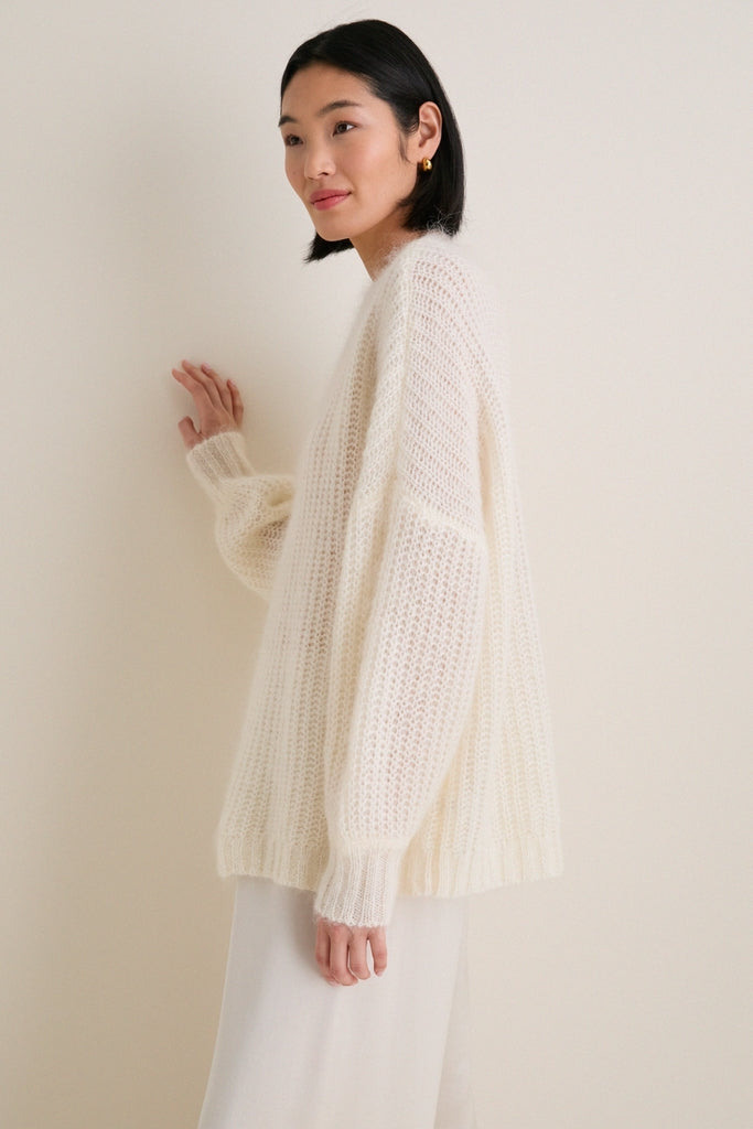 Ivory Mohair Francine Crewneck