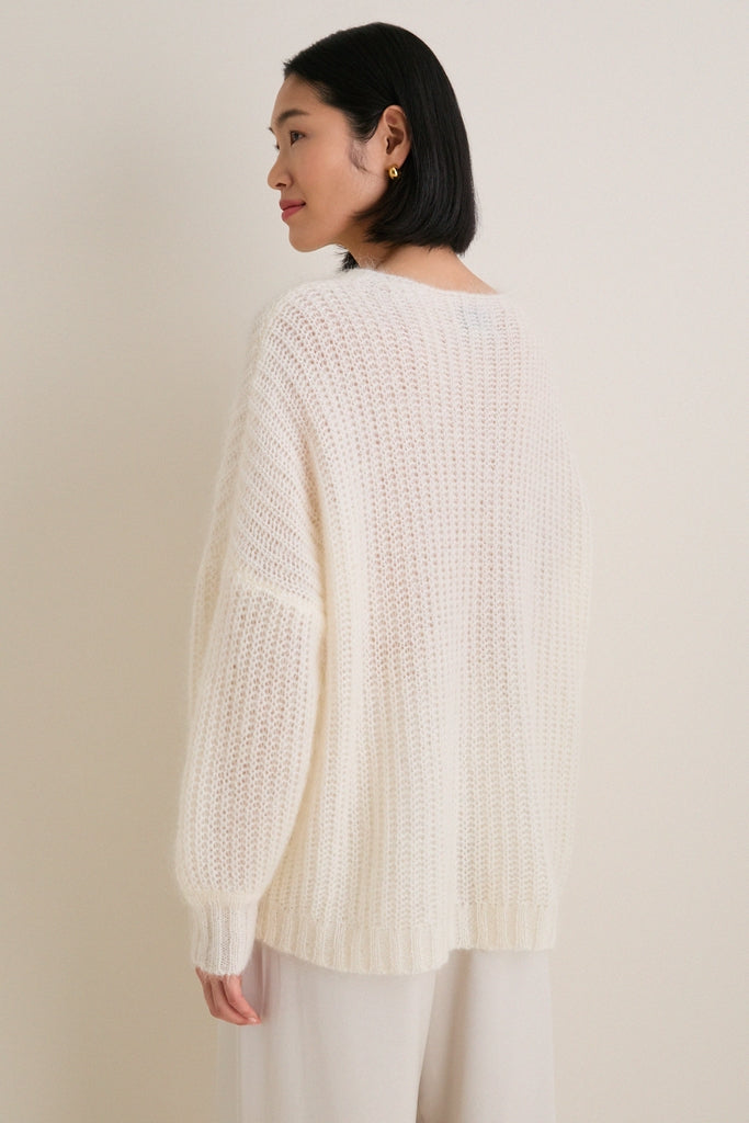 Ivory Mohair Francine Crewneck