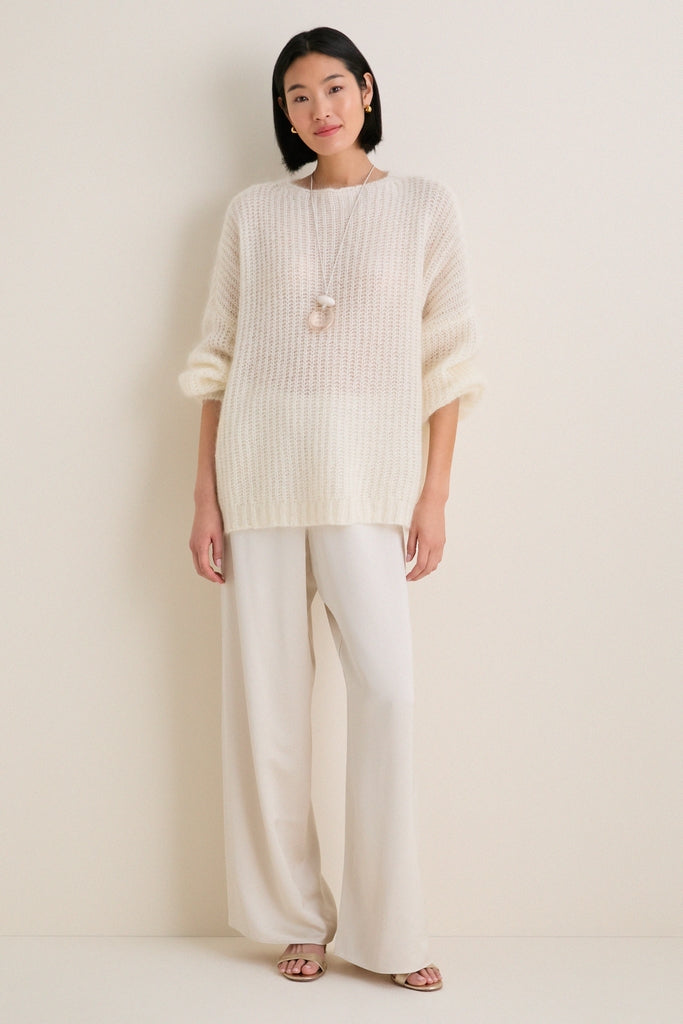Ivory Mohair Francine Crewneck