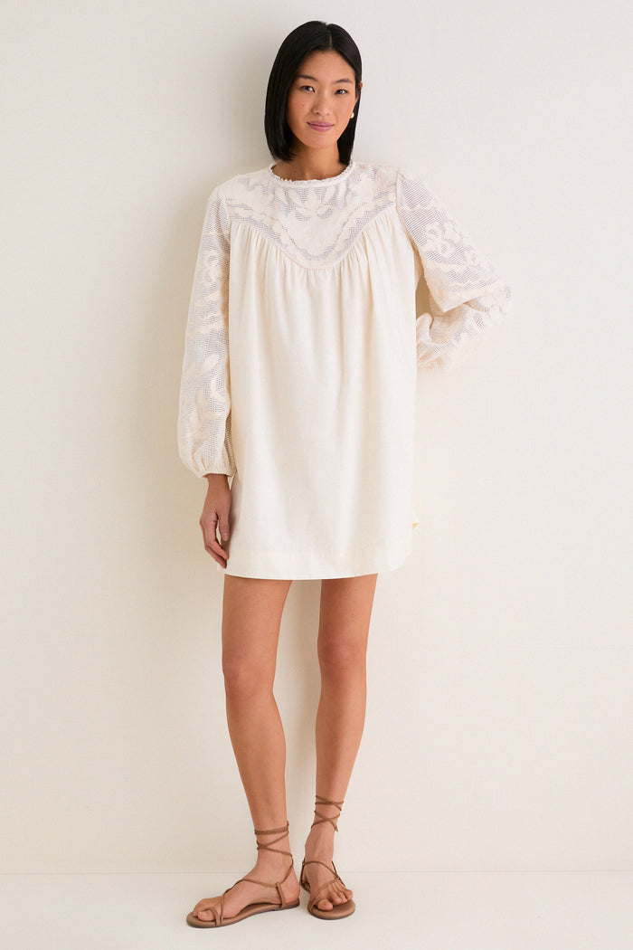 Ivory Patchwork Embroidered Cressida Mini Dress