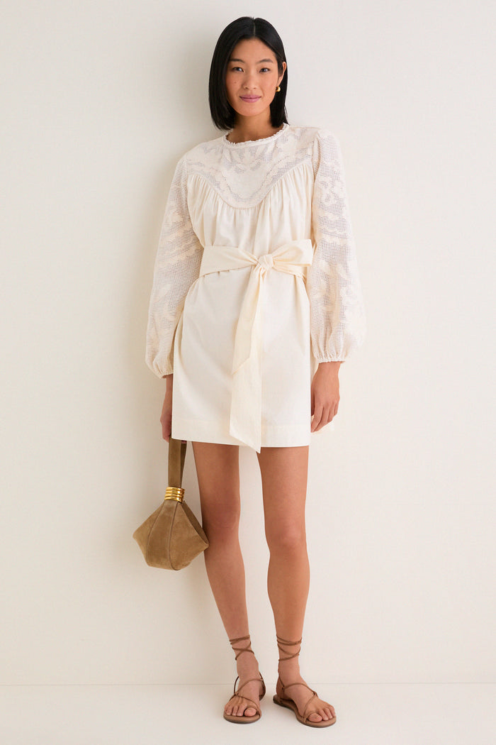 Ivory Patchwork Embroidered Cressida Mini Dress