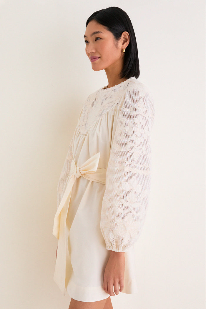 Ivory Patchwork Embroidered Cressida Mini Dress