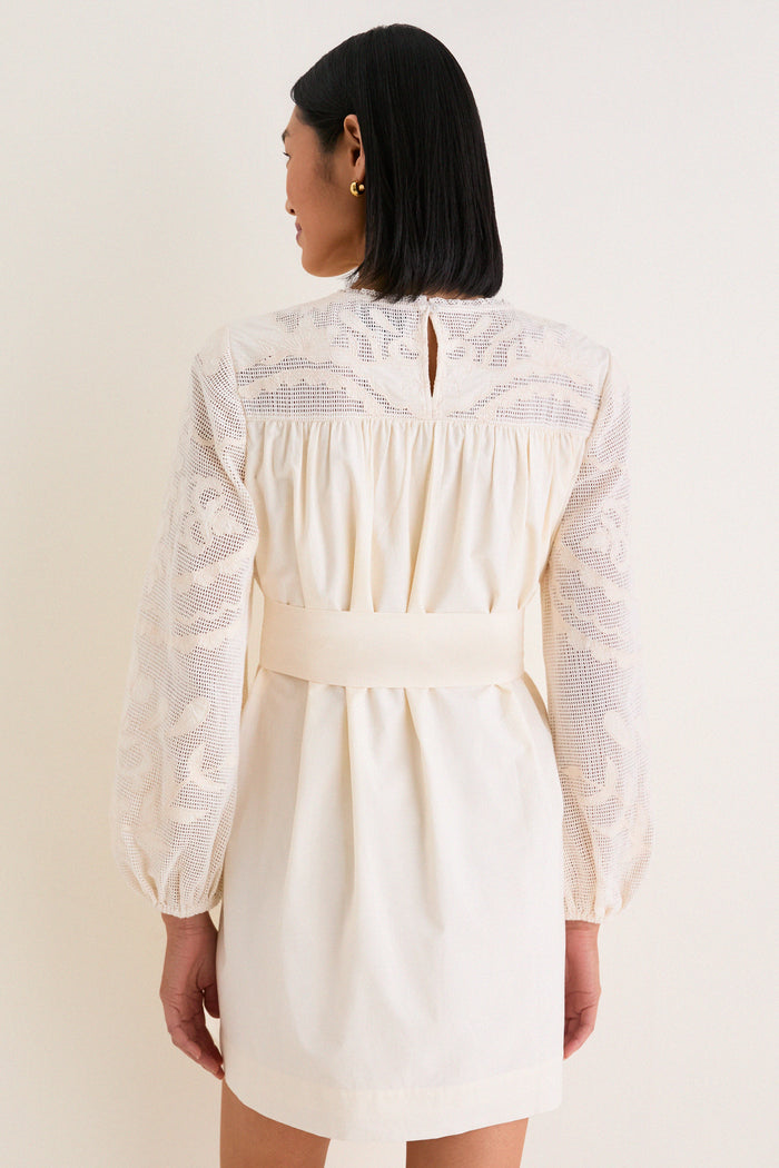 Ivory Patchwork Embroidered Cressida Mini Dress