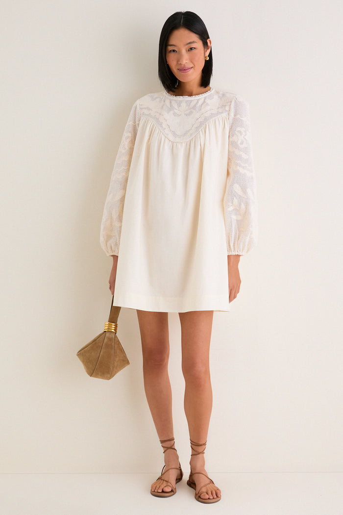 Ivory Patchwork Embroidered Cressida Mini Dress