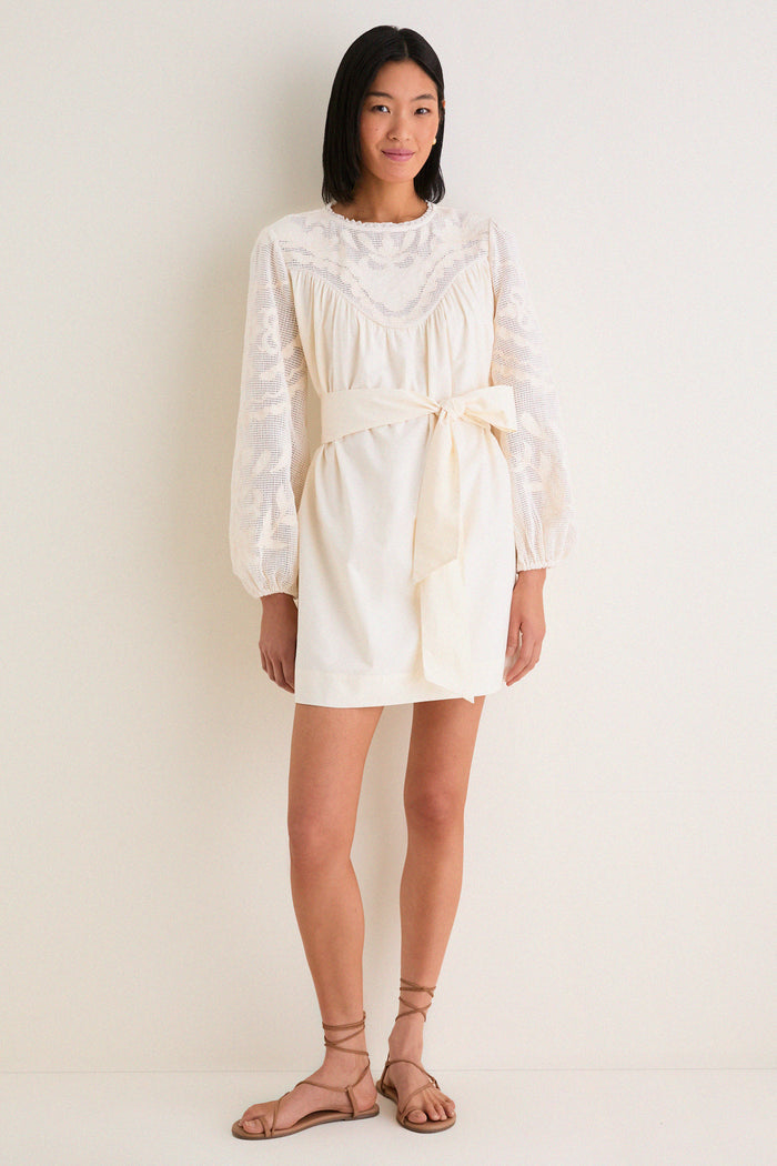 Ivory Patchwork Embroidered Cressida Mini Dress