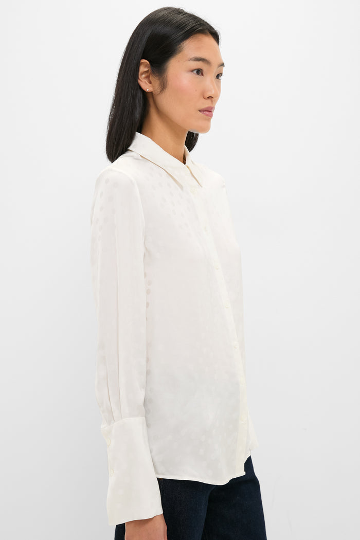 Ivory Scattered Dot Jacquard Amanda Shirt