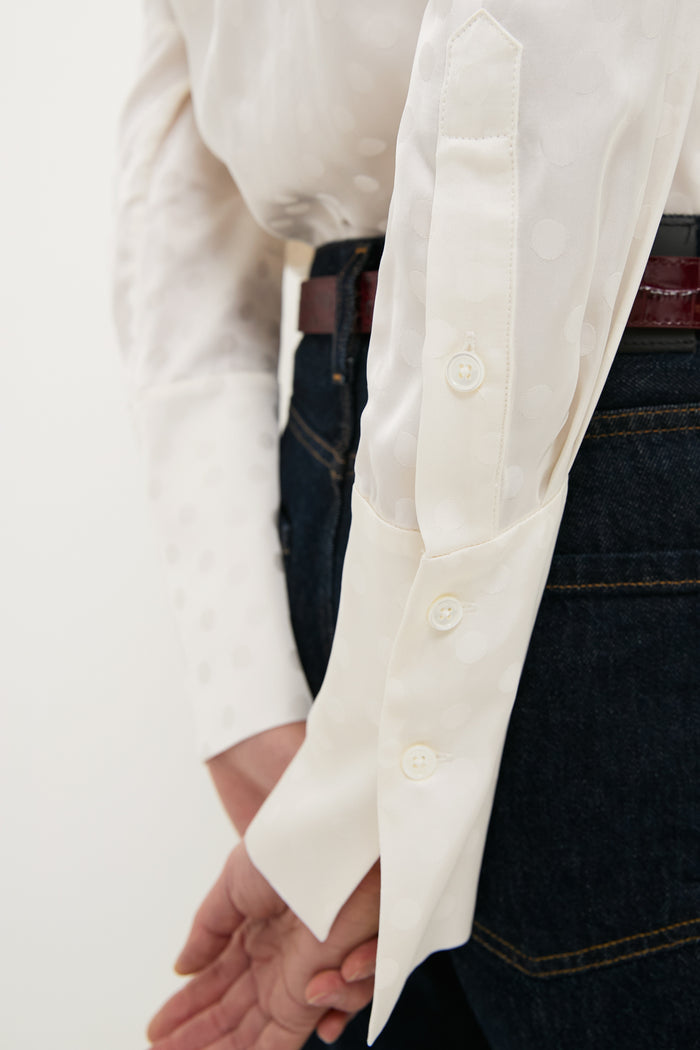 Ivory Scattered Dot Jacquard Amanda Shirt