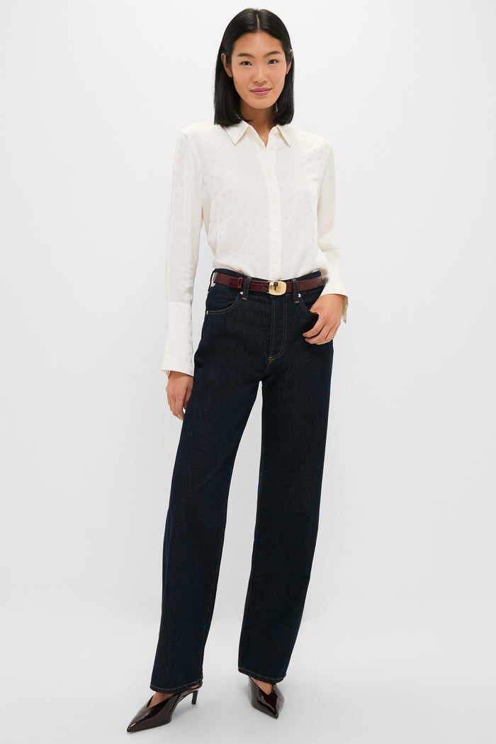 Ivory Scattered Dot Jacquard Amanda Shirt