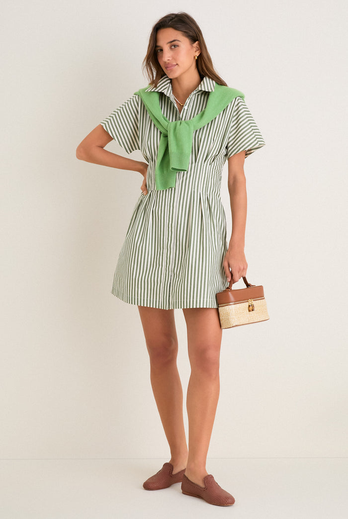 Jardin Stripe Cotton Poplin Mini Callie Dress