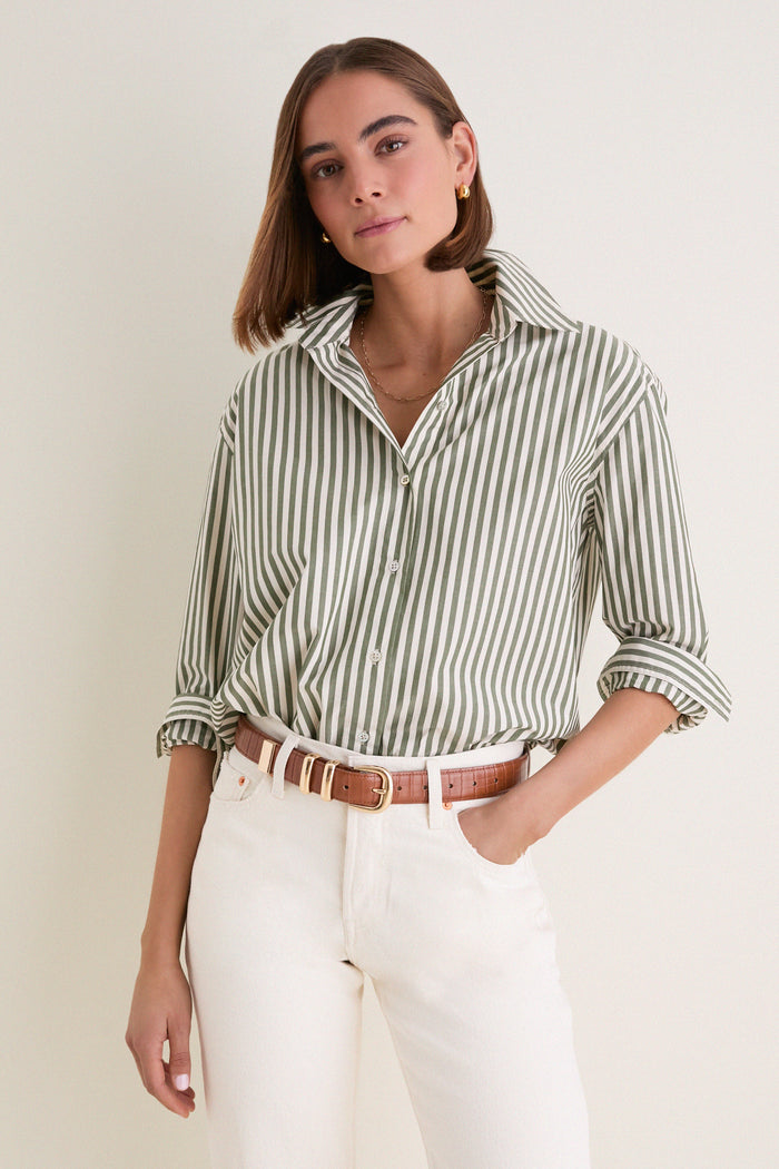 Jardin Stripe Cotton Poplin Nadine Button Down