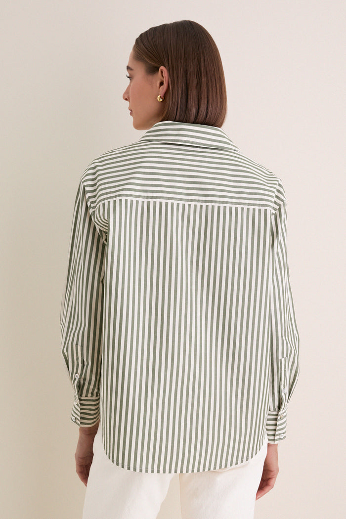 Jardin Stripe Cotton Poplin Nadine Button Down