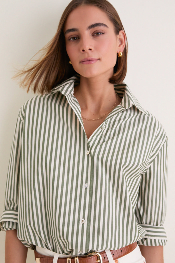 Jardin Stripe Cotton Poplin Nadine Button Down