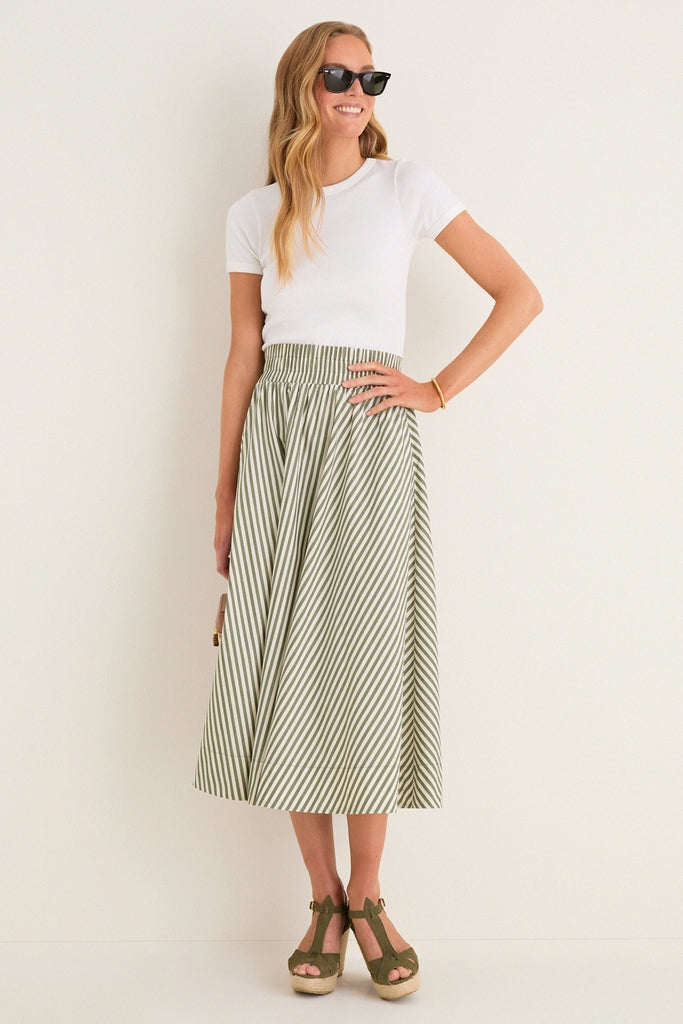 Jardin Stripe Cotton Poplin Niki Circle Skirt
