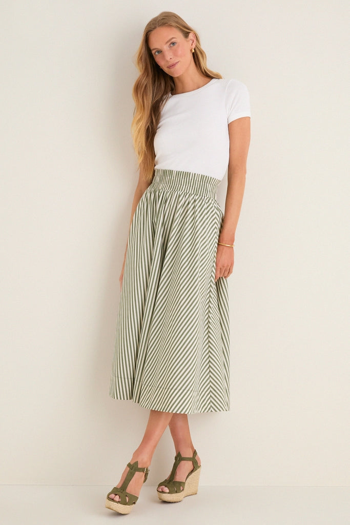 Jardin Stripe Cotton Poplin Niki Circle Skirt