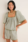 Jardin Stripe Whipstitch Viviana Top