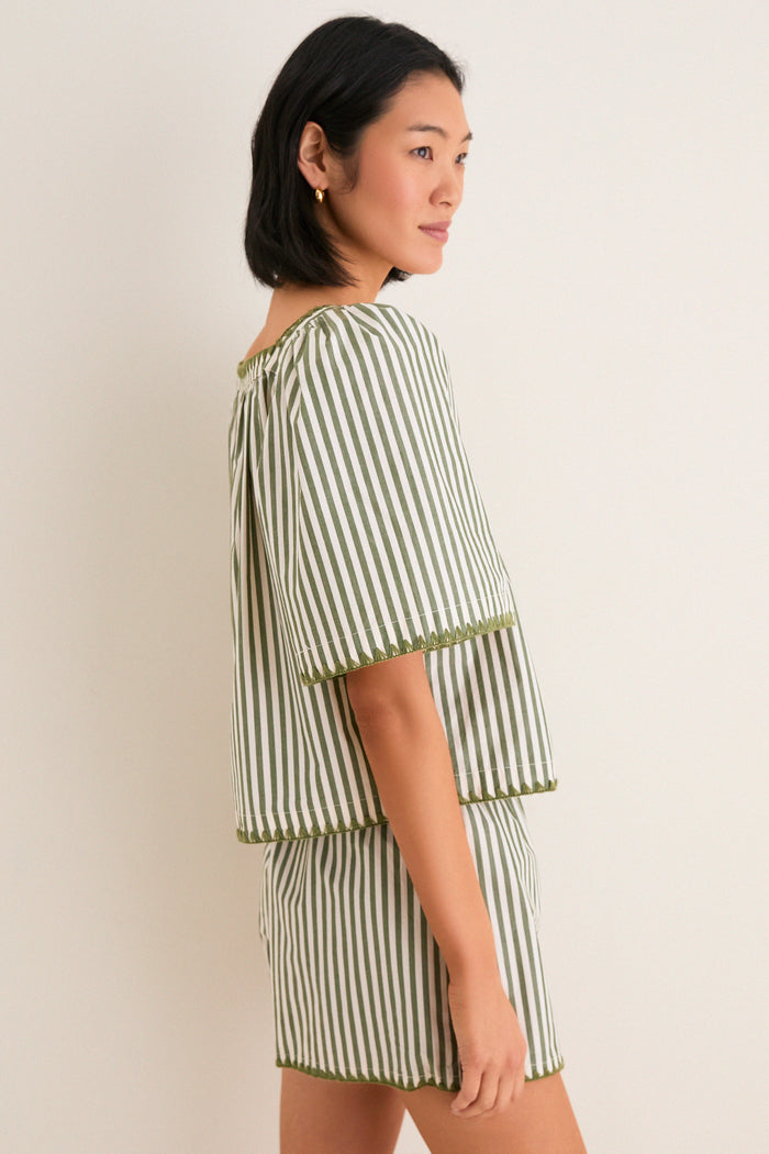 Jardin Stripe Whipstitch Viviana Top