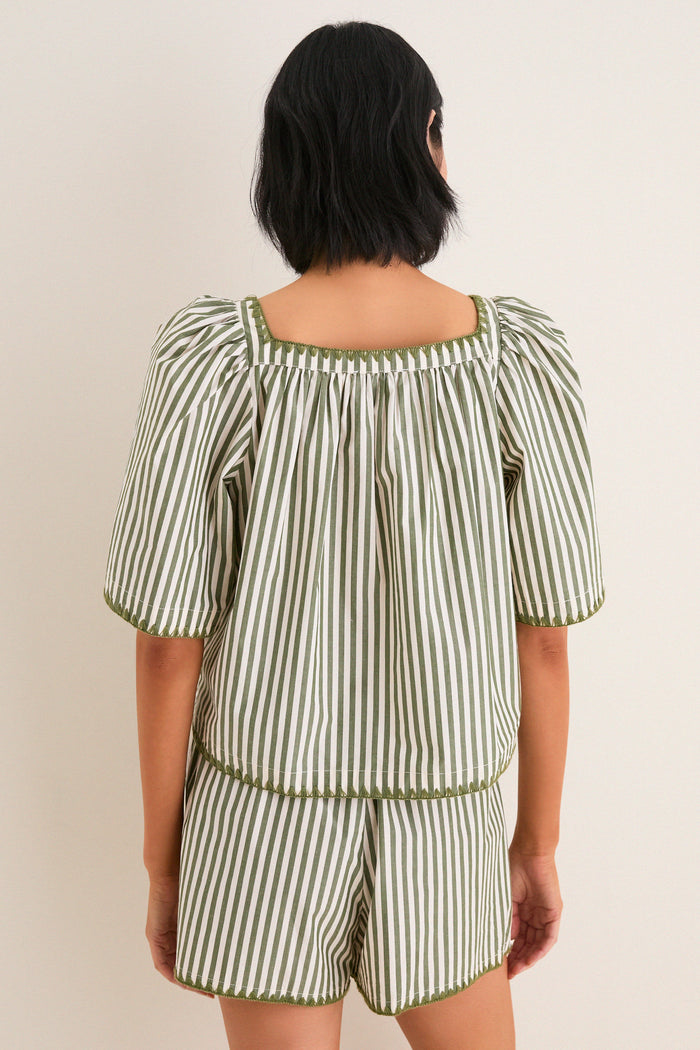 Jardin Stripe Whipstitch Viviana Top