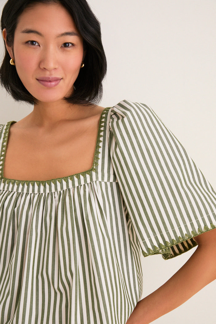 Jardin Stripe Whipstitch Viviana Top