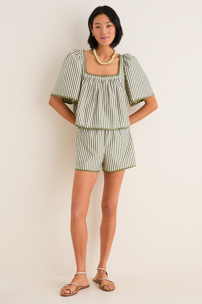 Jardin Stripe Whipstitch Viviana Top